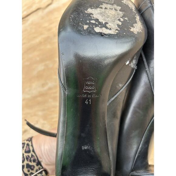 Jill Sander Black Leather Platform Round Toe Heel Sandals Size 41 - Picture 5 of 7